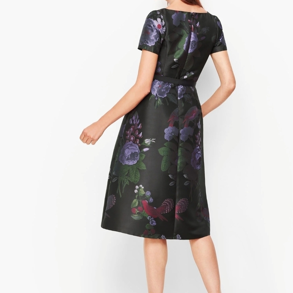 Talbots Black and Purple Floral Midi Dress - Picture 2 of 6